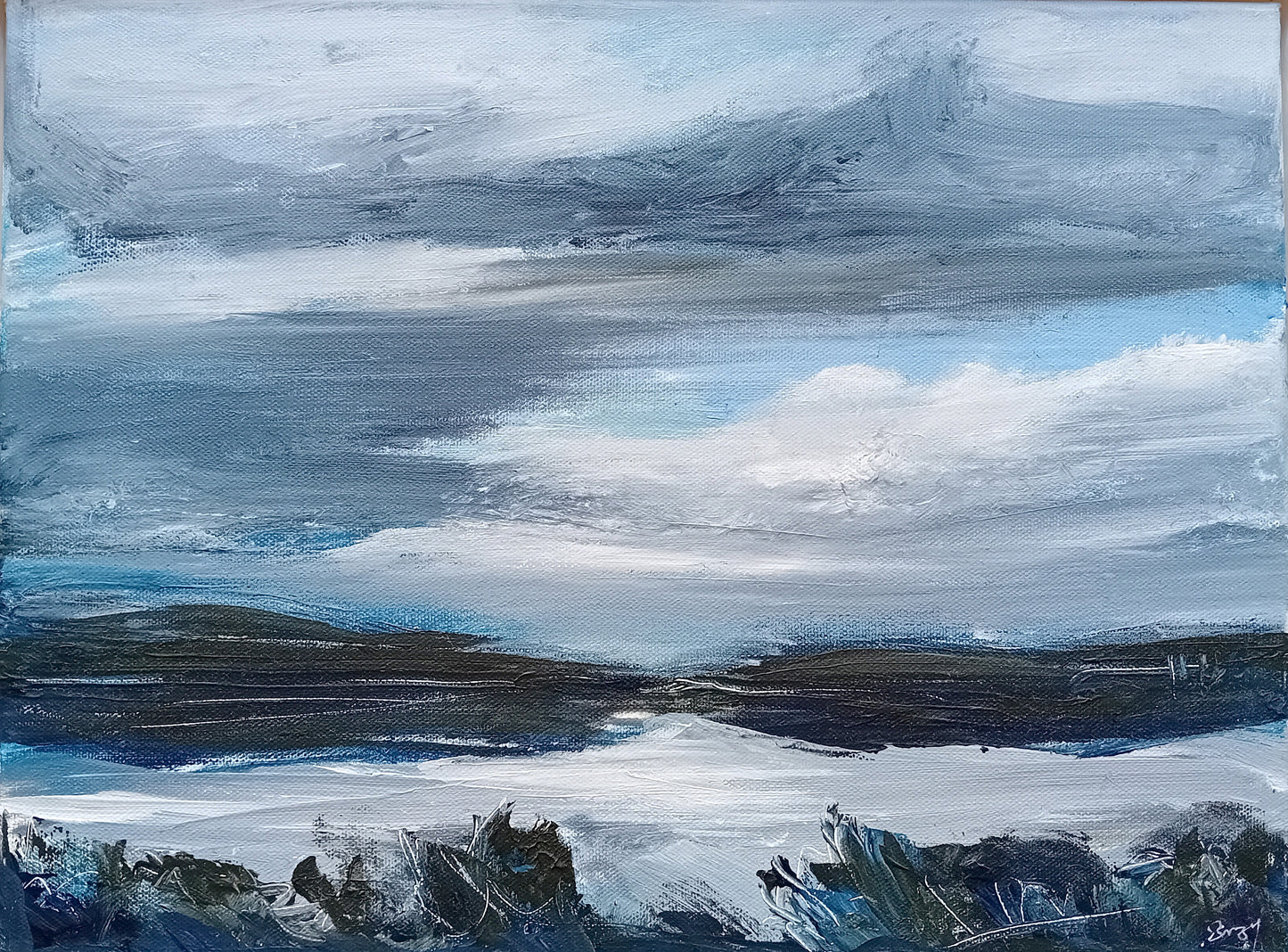"As the Mist Lifts, Lawrence Cove" - Original Skyscape Painting by Suzy Buckley