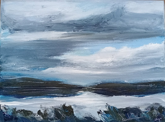 "As the Mist Lifts, Lawrence Cove" - Original Skyscape Painting by Suzy Buckley